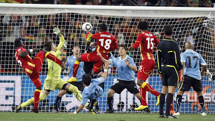 Luis Suarez and Uruguay face Ghana in the 2010 World Cup